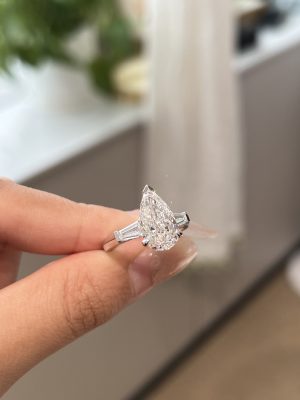 Pear cut lab grown diamond ring