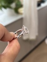 18K white gold 2ct Pear cut lab grown diamond Three-Stone ring