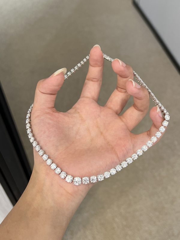 22CTW round cut full circle lab grown diamond necklace in 18K white gold