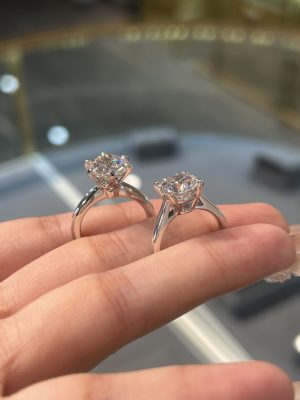 lab grown diamond engagement ring in 18k white gold