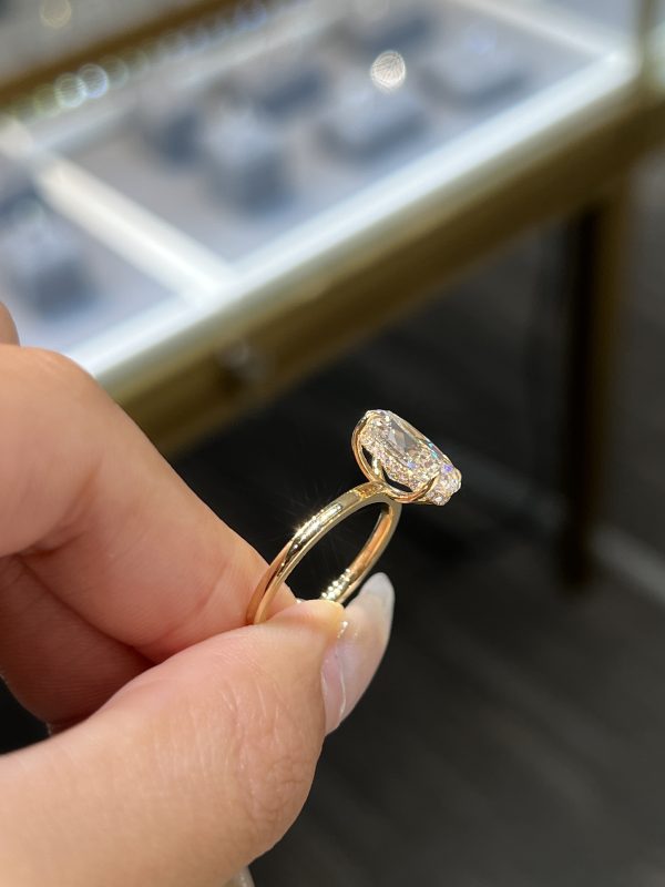 18k Yellow Gold 2CTW Oval Cut Lab Grown Diamond Engagement Ring