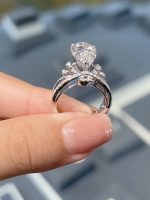 3.5CTW Pear Cut Lab Grown Diamond Engagement Ring in 18K White Gold