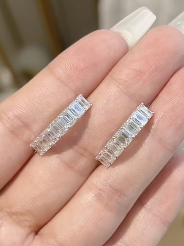 4.5CTW Emerald Cut Lab  Grown Diamond Earrings in 18K White Gold