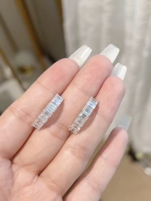 4.5CTW Emerald Cut Lab  Grown Diamond Earrings in 18K White Gold