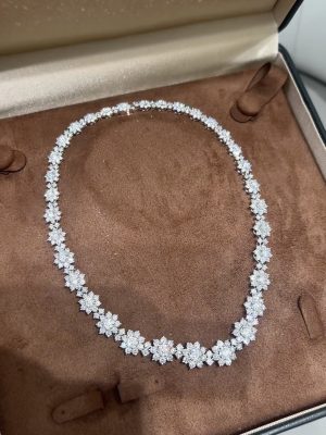 Lab Grown Diamond Sunflower Necklace in 18K White Gold