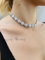 Lab Grown Diamond Sunflower Necklace in 18K White Gold