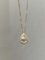 2.2CTW Pear Cut Lab Grown Diamond Necklace in 18K Yellow Gold Pendant