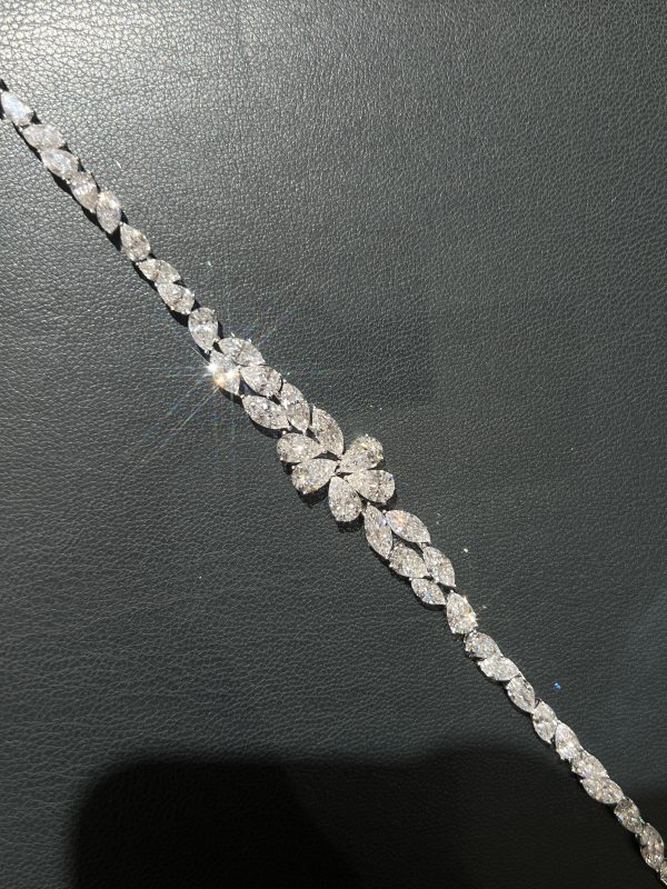 12CTW Pear Cut Lab Grown Diamond Bracelet in 18K White Gold