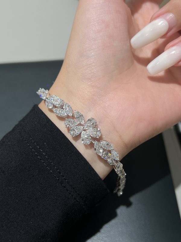 12CTW Pear Cut Lab Grown Diamond Bracelet in 18K White Gold