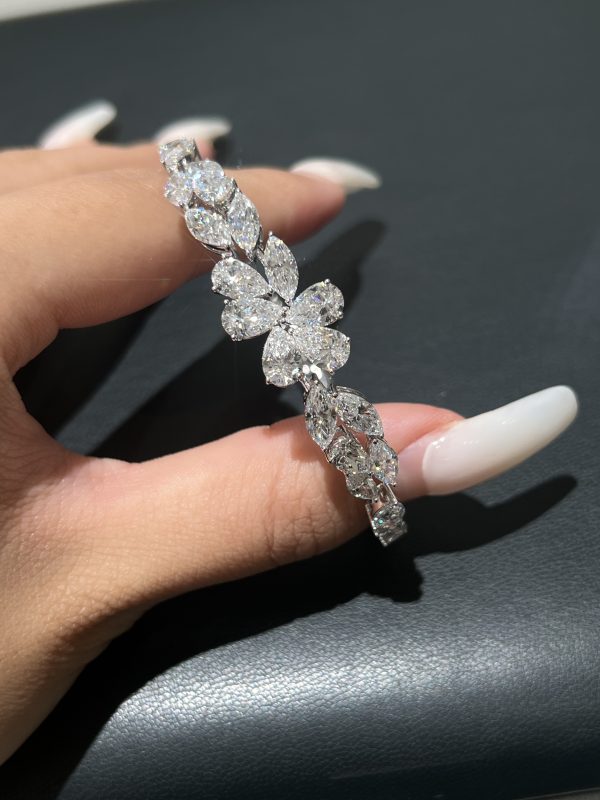 12CTW Pear Cut Lab Grown Diamond Bracelet in 18K White Gold