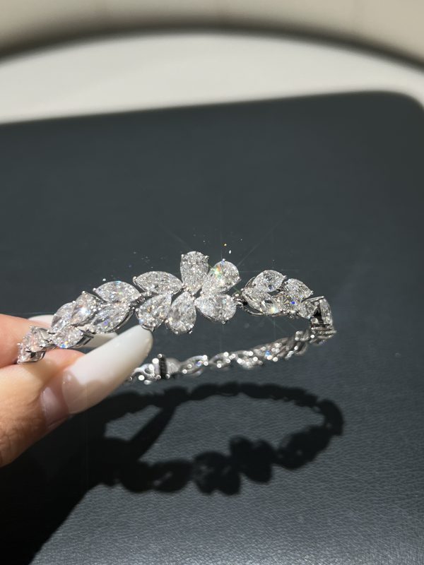 12CTW Pear Cut Lab Grown Diamond Bracelet in 18K White Gold