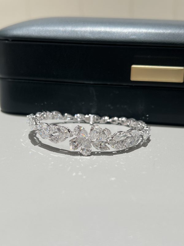 12CTW Pear Cut Lab Grown Diamond Bracelet in 18K White Gold