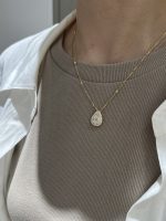 2.2CTW Pear Cut Lab Grown Diamond Necklace in 18K Yellow Gold Pendant