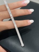 13CTW Emerald Cut Lab Grown Diamond Tennis Bracelet in 18K White Gold