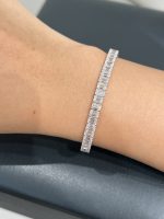 13CTW Emerald Cut Lab Grown Diamond Tennis Bracelet in 18K White Gold
