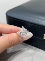 3.89CTW Pear Shaped Lab Grown Diamond Engagement Rings Three-Stone