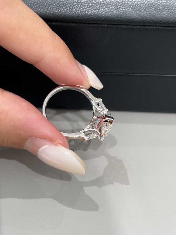 3.89CTW Pear Shaped Lab Grown Diamond Engagement Rings Three-Stone