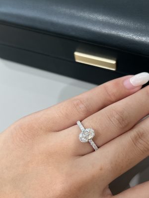 Oval Cut Lab Grown Diamond Engagement Ring in 18K White Gold