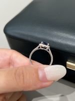 1.67CTW Cushion Cut Lab Grown Sapphire & Diamond Ring in 18K White Gold