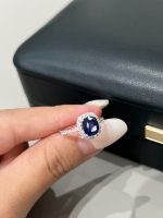 1.67CTW Cushion Cut Lab Grown Sapphire & Diamond Ring in 18K White Gold