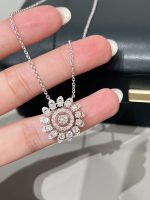 Lab Grown Diamond Sunflower Pendant in 18K White Gold
