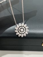 Lab Grown Diamond Sunflower Pendant in 18K White Gold