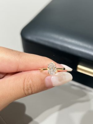 1CTW Oval Cut Lab Grown Diamond Engagement Ring in 18K Yellow Gold