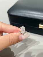 1.5CTW Pear Shape Lab Grown Diamond Engagement Ring in 18K White Gold