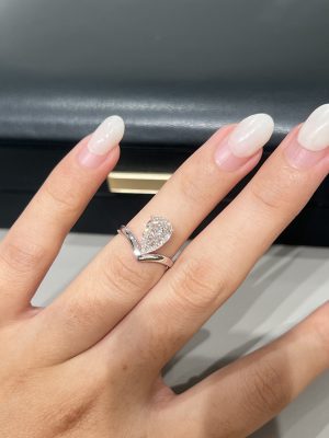 1.5CTW Pear Shape Lab Grown Diamond Engagement Ring in 18K White Gold