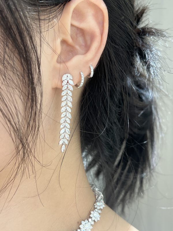 Marquise Cut and Round Brilliant Lab Grown Diamond Earrings