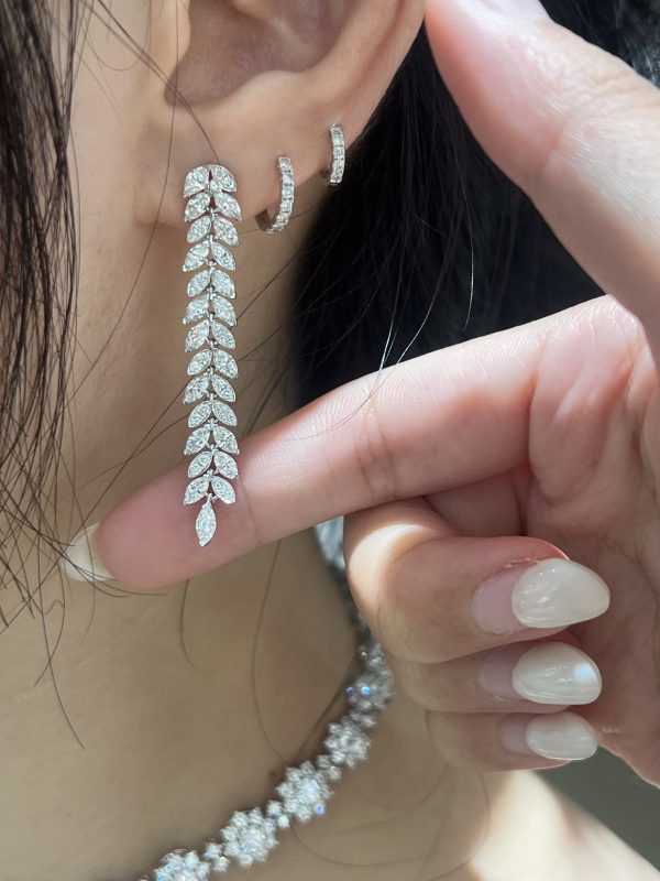 Marquise Cut and Round Brilliant Lab Grown Diamond Earrings