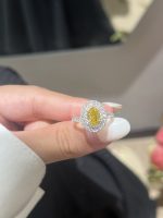 1CTW Oval Cut Fancy Vivid Yellow Lab Grown Diamond Engagement Ring Three-Stone