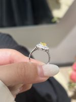 1CTW Oval Cut Fancy Vivid Yellow Lab Grown Diamond Engagement Ring Three-Stone