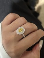 1CTW Oval Cut Fancy Vivid Yellow Lab Grown Diamond Engagement Ring Three-Stone