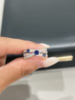Lab Grown Diamond and Sapphire Band Ring in Platinum
