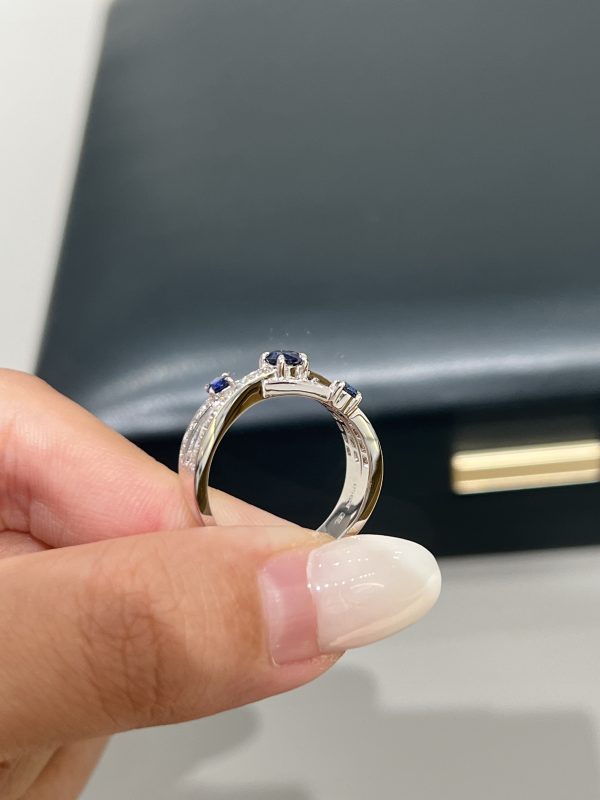 Lab Grown Diamond and Sapphire Band Ring in Platinum