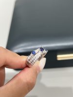 Lab Grown Diamond and Sapphire Band Ring in Platinum