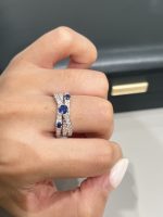 Lab Grown Diamond and Sapphire Band Ring in Platinum