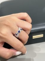Lab Grown Diamond and Sapphire Band Ring in Platinum