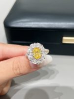 2CTW Oval Cut Fancy Vivid Yellow Lab Grown Diamond Ring and Pendant Dual-Use