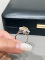 2CTW Oval Cut Fancy Vivid Yellow Lab Grown Diamond Ring and Pendant Dual-Use