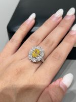 2CTW Oval Cut Fancy Vivid Yellow Lab Grown Diamond Ring and Pendant Dual-Use