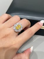 2CTW Oval Cut Fancy Vivid Yellow Lab Grown Diamond Ring and Pendant Dual-Use