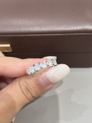 Half Circle 1.8CT Heart Cut Lab Grown Diamond Wedding Band For Women