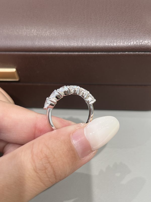 Half Circle 1.8CT Heart Cut Lab Grown Diamond Wedding Band For Women