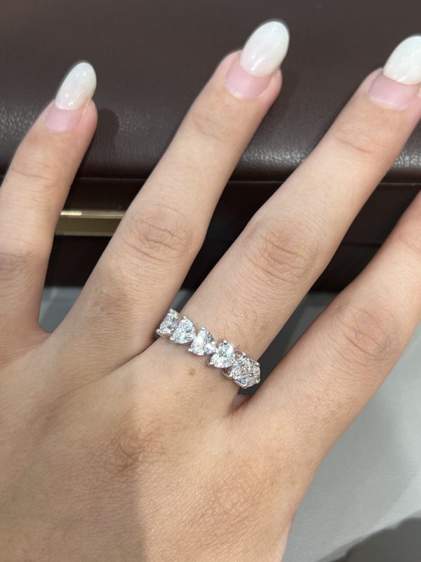 Half Circle 1.8CT Heart Cut Lab Grown Diamond Wedding Band For Women