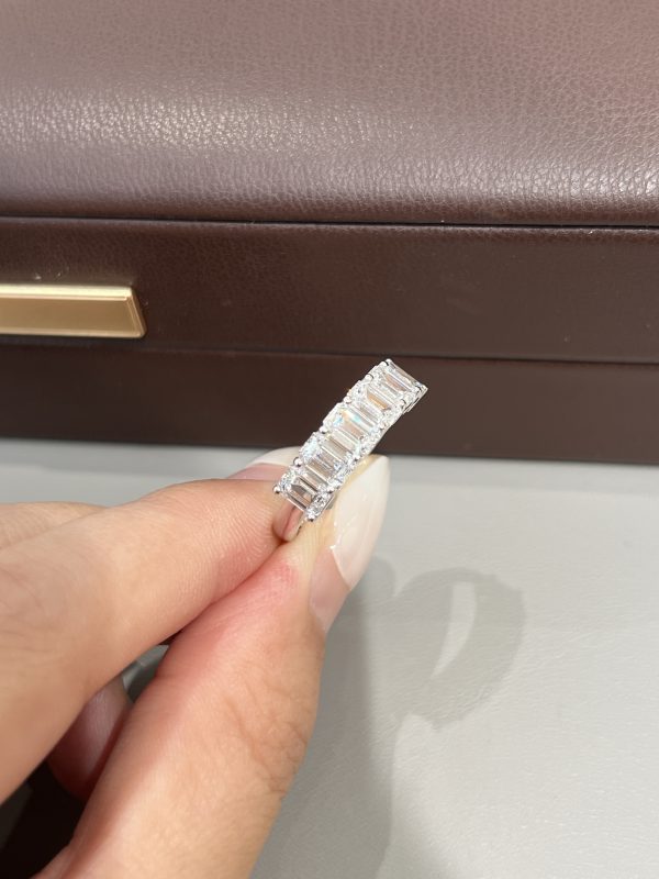 Half Circle 3CTW Emerald Cut Lab Grown Diamond Wedding Band For Women