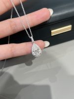 2CTW Pear Shape Lab Grown Diamond Pendant in 18K White Gold