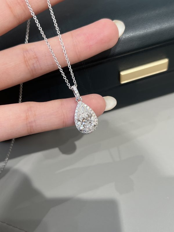 2CTW Pear Shape Lab Grown Diamond Pendant in 18K White Gold