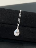 2CTW Pear Shape Lab Grown Diamond Pendant in 18K White Gold